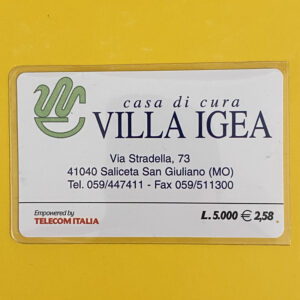 CA0321 – Carta Alberghi – Casa di cura Villa IGEA NUOVA - schede telefoniche valutazione collezione schede telefoniche rare vendita schedipedia app valore schede telefoniche rare catalogo pdf
