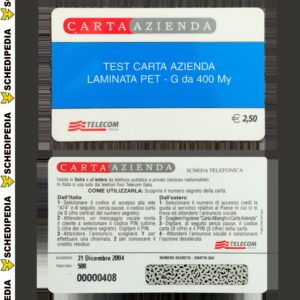 CARTA AZIENDA – TEST LAMINATA/PET RR 500pz - schede telefoniche valutazione collezione schede telefoniche rare vendita schedipedia app valore schede telefoniche rare catalogo pdf